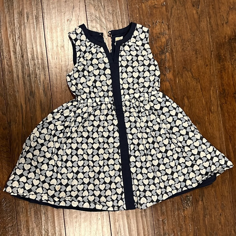 J. Crew sleeveless Navy and white heart print toddler dress